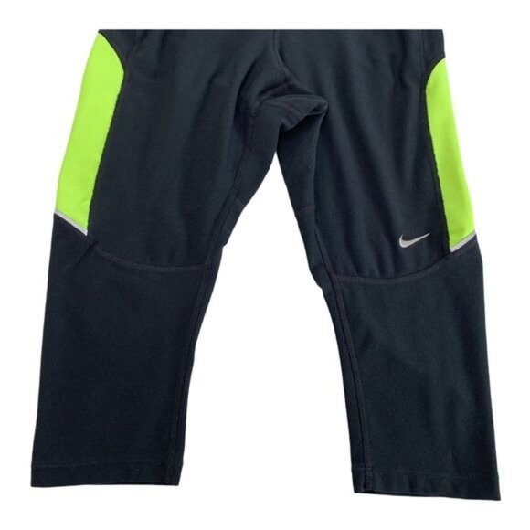 Nike Dri-Fit Black Green Cropped Leggings Size XS - Picture 3 of 10